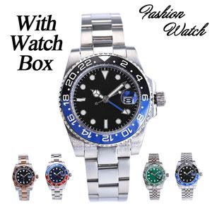 Fashion Trend Factory Direct Selling Direct's Luxury Waterproof Owatch Silver inossidabile Cinta in acciaio inossidabile Black Dialta Super Luminio Data più colori con Box Watch Box