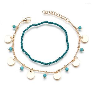 SKKLASS MEHRE Women Bohemian Turquoises Pequolen Knöchelarmband Cheville Barfuß Sandalen Pulseras Tobilleras Fußschmuck Roya22