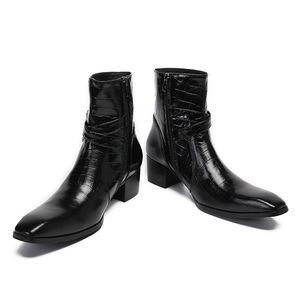 2022 botas de vestido militares italianas homens apontados sobre saltos altos estilos ocidentais preto dupla fivela cowboy boots sapatos homem sapatos social