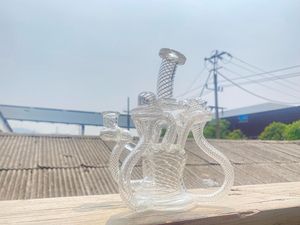 Hookahs, white stripe ,recycle,glass oil rig catcher with filter and percolator the latest design of 14mm glass