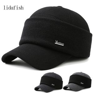 Lidafish Winter Ear Protection Baseball Cap Outdoor Thicken Warm Men Dad Hat Sticked Design 220817