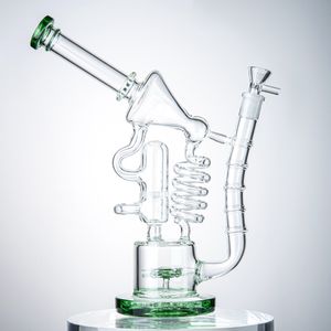 14mm Female Recycler Hookahs Water Bong Matrix Perc Hookah Unique Design Bongs Sidecar Dab Oil Rigs With Triangle Bowl WP558