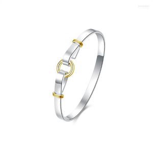 Fashion Round Shape Silver Bracelet 925 Baga de ouro esterlina Presentes para mulheres INTE22