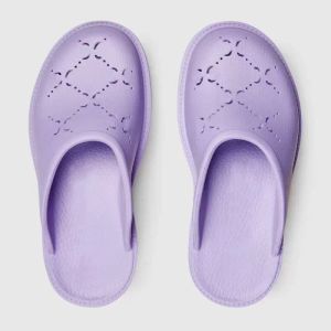 2022 Ny high end designer Jerry dam sandaler med medelhög klack tofflor genomskinligt material mode sexiga strandskor violett Storlek 35-42