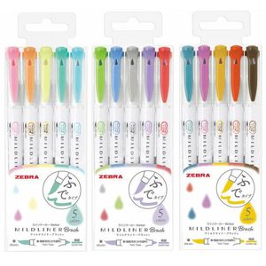 Zebra WFT8 Mildliner Soft Brush Pen مجموعة Highlighter Dual Brush Marker Set 201120