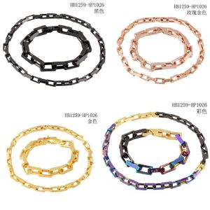 Fashion Titanium Steel Pendant V letter Thick chain Bangle Color Necklace Bracelet women's Exaggerated Style Necklace No Box