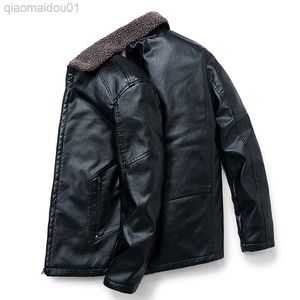 Winter Men s Leather Jacket Slim Plus Size Thick Fluffy et Men Casual Pu Faux Fur Collar Male xl xl xl L220726