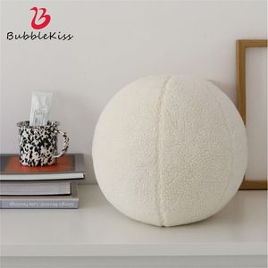 Bubble Kiss Nordic Ball Shaped Solid Color Stuffed Plush Pillow for Sofa Seat Decorative Cushion Soft Office Waist Rest Pillow 220402