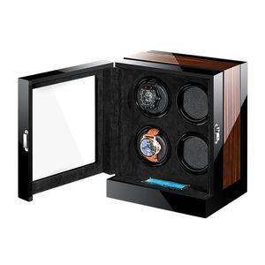 Titta p￥ l￥dor fodral Winder Box 4 Watches Auto Wood Touch Screen Black Lock Glass Accessories Storage UhrenBewegerWatch
