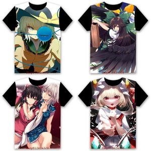 Herren T-Shirts Anime TouHou Projekt 3D-Druck Männer Frauen T-Shirt Hakurei Reimu Cosplay Täglich Kurzarm T-Shirt Lässig Lose Pullover TopsMe