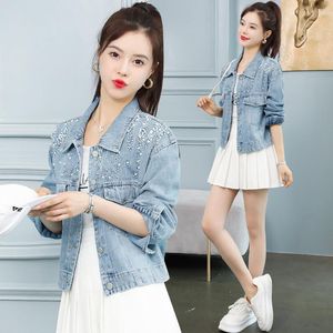 Women's Jackets Women's Clothing Spring And Autumn Short Style Loose Denim Jacket Elegant Fashion Girls Casual Diamond Sequined Jean Top