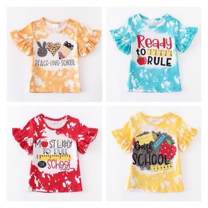 Girlymax Back to School Mädchen Kurzarm Top Tie Dye Boutique Baumwolle gebleichte T-Shirts Kinderkleidung 220620