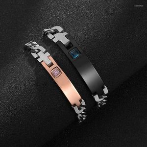 Gliederkette, modisches personalisiertes Wort-Bar-Armband für Männer/Frauen, Edelstahl, verstellbarer Namensarmreif, Paarschmuck, Kent22