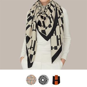 Sjaal in kasjmier en zijde met handgerolde randen sjaals voor dames vierkante ontwerper Pashmina wraps stal cape deken poncho