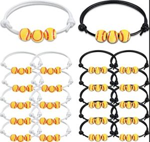 Accessori sportivi in titanio Bracciale con ciondoli softball regolabile con corda intrecciata Bracciali con pallina sportiva per adulti Ragazzi Sport Regali per feste di compleanno Bomboniere