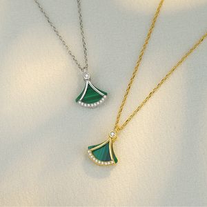 New Sterling Silver Malachite Elegant Small Necklace Womens Advanced Clavicleglai