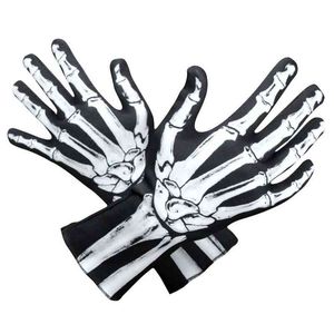 SZBLAZE Brand New Halloween Masquerade Skeleton Luves Ghost Bone Reaper Print Cosplay Luvas de Ópera de caveira completas T220813