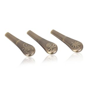 Brown Smoking Metal Hand Pipe Scoop Shape with Magnetic Cover Zinc Alloy Spoon Herb Cigar Pipe 97MM for Tobacco Gift Box