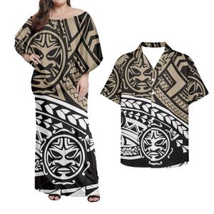 Casual Dresses Vintage Wedding For Women Polynesian Tattoos Printing Short Sleeve Long Dress Female Girls Beach VestidosCasual