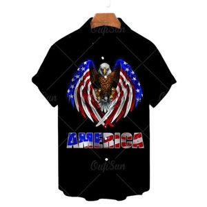 Camisetas Hawaianas Para Hombres al por mayor-Camisetas para hombres Patrón de águila animal Camisa hawaiana Fashion American Street All Match Short Sleex Unisex de gran tamaño de gran tamaño