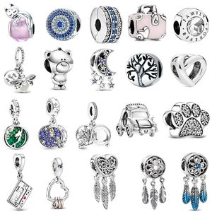 Yepyeni S925 Sterling Gümüş Boncuk Takımları Lüks Aşk Tüy şekilli Yuvarlak Boncuklu Diy Kolye Orijinal Fit Pandora Bilezik Klasik Moda Takı Kadınları Hediye