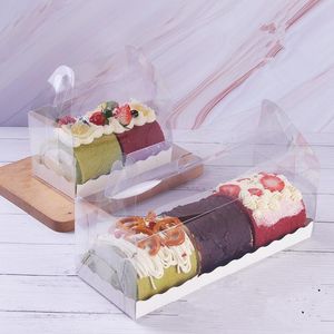 Gift Wrap 10pcs Creative Square Transparent Packaging Cake Box Diy Baking Dessert Protable Boxes Festival Wedding Party Favors BoxGift