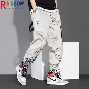 Rainbowtouches Sports Loose Training Fittness Trousers Men Hip Hop Graffiti Fashion Casual Printing Cropped Cargo Pants 220705