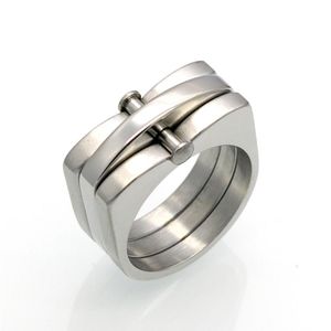 TOU TOSO Jewelry Stainless Rings Original wide band hollow Geometric D shaped fasion women screw ring Full size P