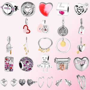 925 Silver Charms Heart Shape Cupid Arrow Bead Pendant P￤rlor Fit Pandora Armband smycken DIY