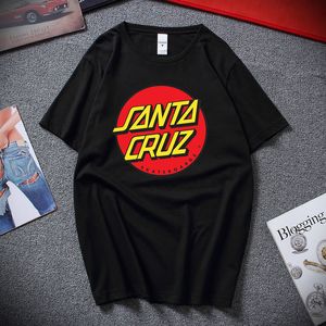 Camiseta Santa Cruz Estampado Vermelho Primavera e Verão Dance Streetwear Masculino Feminino Quatro Estações Moda Camiseta Oversizeddddq