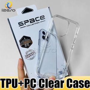 2in1 Clear Phone Case for iPhone 15 14 13 12 11 Pro Xs Max Samsung S23 S22 A73 Redmi 10 MOTO G22 Cellphone Back Cover with Retail Package izeso