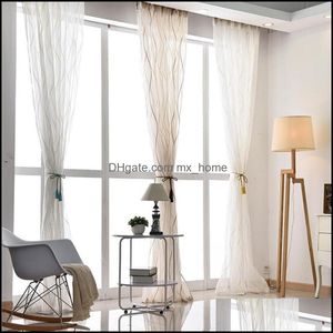 New Europe Style Fashion Design Printed Striped Curtain TLE Tyger Till Sovrumsfönster Sheer Gardiner Drop Leverans 2021 Drapes Hem Deco