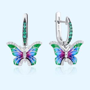 Wholesale paint earrings resale online - Stud Necklace Colorful Epoxy Butterfly Ring Enamel Paint k Earrings For Women European And American Banquet Pendant SetStud