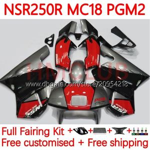 OEM Motorcycle Bodys For HONDA NSR250 NSR 250 R MC18 PGM2 MC16 1988-1989 Bodywork 124No.19 MC 16 18 NSR 250R NSR250R 88 89 NSR250RR 1988 1989 Fairing Kit red silvery