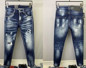 2022 Yeni Erkek Kot Delik Açık Mavi Koyu gri İtalya Marka Erkek Uzun Pantolon Pantolon Streetwear kot Sıska İnce Düz Biker Jean D2 En kaliteli size28-38 A3