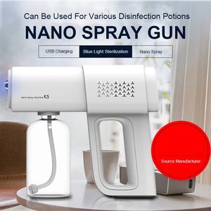 380 ml Elektrisk Nano Blue Light Steam Spray K5 Wireless Fogging Desinfection Sprayer Gun Type-C atomization Sanitizer Machine 220428