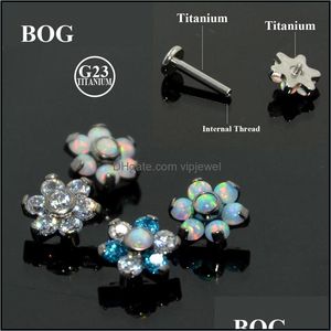 Inna biżuteria do ciała 1PCS G23 Titanium Prong Set Fire Opal Ear Tragus Stunki Helix Percing Barbell DHB