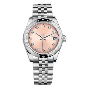 Högkvalitativ asiatisk klocka 2813 Sport Automatiska mekaniska damklockor 178344-72160 31mm Pink Diamond Dial Rostfritt stål Strap Fashion DateJust Luxury Watches