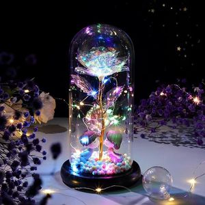 Night Lights Anime Decoration Color Gold Rose Glass Cover Ornament LED Light Creative Christmas Valentine's Day GiftNight