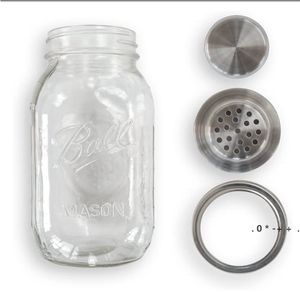 Rostfritt stål Mason Jar Shaker Lock Kepsar för Cocktail Mjölk Kryddor Socker Salt Peppers Köksredskap GCE13465