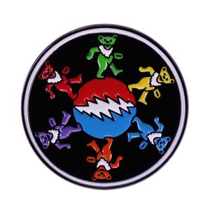 Grateful Dead Dancing Bears Band Enamel Brooch Psychedelic Rock band Lapel Pins Badge Jewelry Accessories Gift