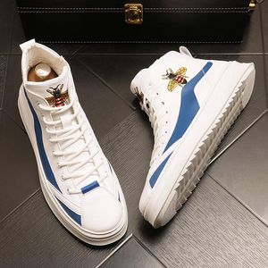 Boots New Designer Casual Blue Men's Shoes Mens High Top Brand Shoe Embroidered Boot A6 5631