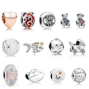 NEW 100% 925 Sterling Silver Charms Bead Bear Fish Tigon Fit Bracelets Glass beads DIY bracelet The factory wholesale AA220315