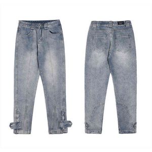 Pantaloni casual indossati da uomo e da donna vintage con cerniera in jeans divisi High Street T220803