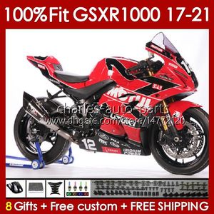 OEM-mässor för Suzuki GSXR-1000 GSXR 1000 CC K17 2017-2021 146NO.178 GSXR1000 17 18 19 2020 2021 GSX-R1000 1000CC 2017 2018 2019 20 21 Injektion Mold Body Red Glossy