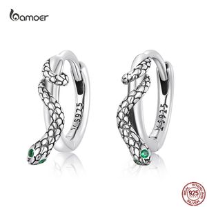 Hoop Huggie Classic Snake Ear Buckles for Women 925 Sterling Silver Vintage Animal Lucky Earrings Fashion Anniversary Jewelry 230206