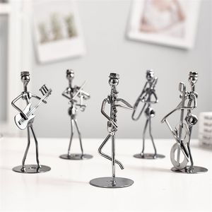 Home Decoration Musical Instrument Figurine Ornament Iron Music Man Figurines Christmas Gift Set of 8pcs Mini Band Sculpture 220628