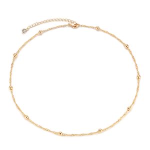 Wisiorek naszyjniki złote delikatne serce/perła/krzyż Choker naszyjnik 14k Plated Tiny delikatny koralik Link Wave Chain minimalistyczny dla kobiet amXOn