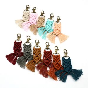 Handmade Woven Tassel Keychains for Women Boho Key Holder Keyring Macrame Bag Charm Jewelry Gift for Friends