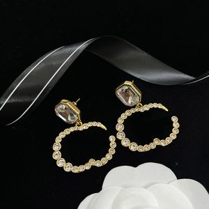 Classic Hoop Earrings Designer For Women Lady Diamond Pendant Earring Jewelry For Bride Wedding Hoops Studs Lovers Party Letter G BOX Good